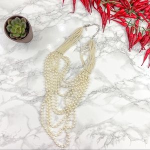 Natasha Faux-pearl Layered Statement Necklace